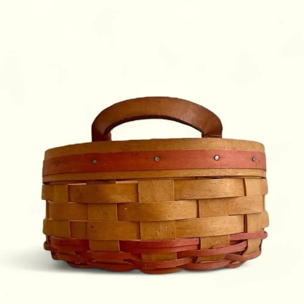 Longaberger Vintage Basket of Love Leather Handles Signed 1995